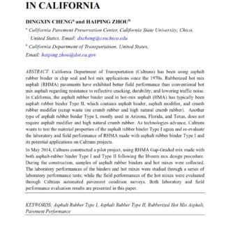 Performance Evaluation Of Asphalt Rubber Type I And Type II In California