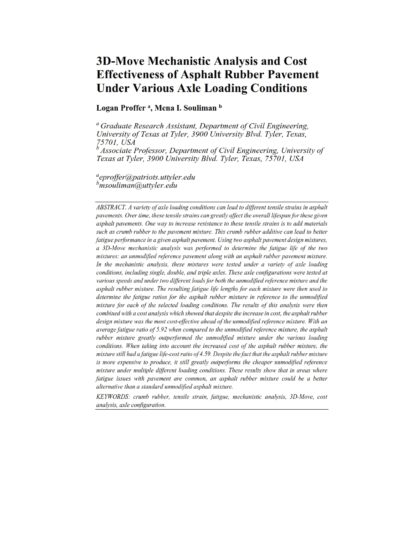 3D-Move Mechanistic Analysis and Cost Effectiveness of Asphalt Rubber Pavement Under Various Axle Loading Conditions