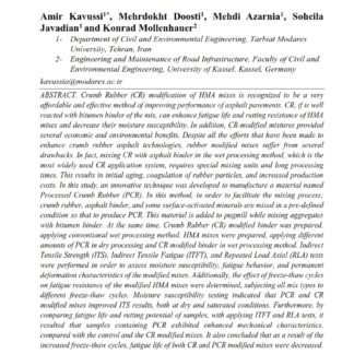 Evaluation of Hot Mix Asphalt Containing Processed and Conventional Crumb Rubber