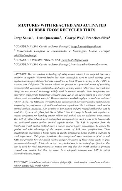 Mixtures with Reacted and Activated Rubber from Recycled Tires