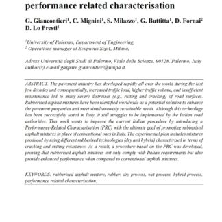 Promoting the use of Rubberised Asphalt Mixtures in Italy by introducing performance related characterisation