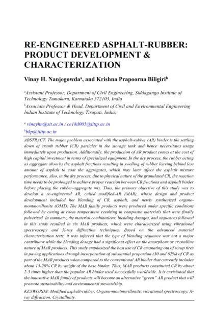 Re-Engineered Asphalt-Rubber: Product Development & Characterization