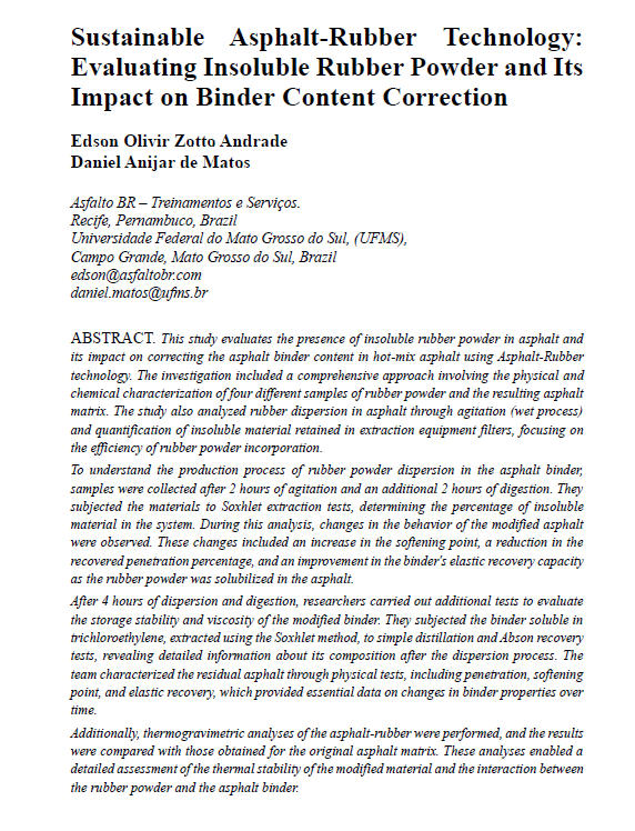 Sustainable Asphalt-Rubber Technology: Evaluating Insoluble Rubber Powder and Its Impact on Binder Content Correction