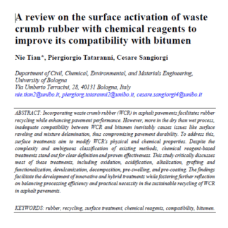 A review on the surface activation of waste crumb rubber with chemical reagents to improve its compatibility with bitumen