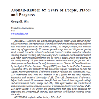 Asphalt-Rubber 65 Years of People, Places and Progress