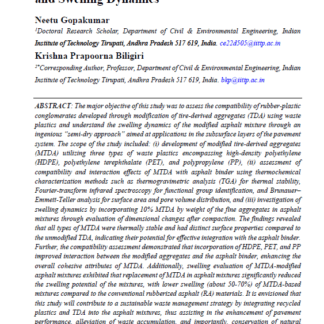 Rubber-Plastic Conglomerates as Sustainable Aggregates: Assessment of Asphalt Interaction and Swelling Dynamics