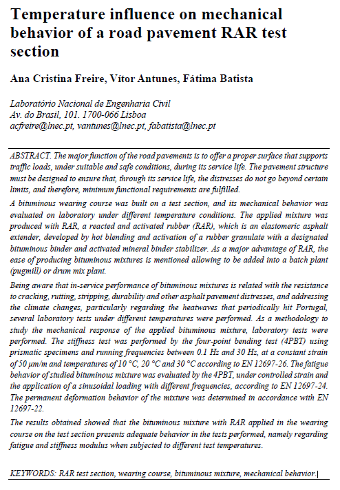 Temperature influence on mechanical behavior of a road pavement RAR test section