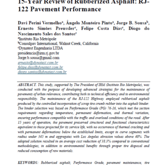 15-Year Review of Rubberized Asphalt: RJ-122 Pavement Performance