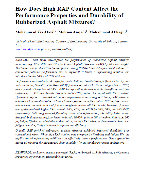 How Does High RAP Content Affect the Performance Properties and Durability of Rubberized Asphalt Mixtures?