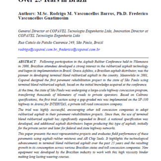 The Growth of Rubberized Asphalt Use Over 25 Years in Brazil