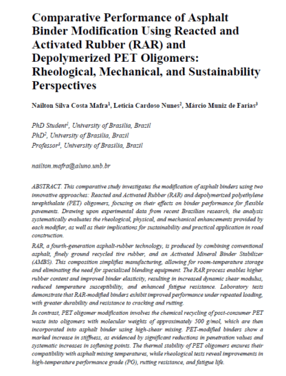 Comparative Performance of Asphalt Binder Modification Using Reacted and Activated Rubber (RAR) and Depolymerized PET Oligomers: Rheological, Mechanical, and Sustainability Perspectives
