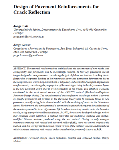 Design of Pavement Reinforcements for Crack Reflection