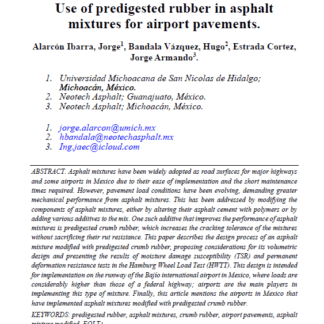 Use of predigested rubber in asphalt mixtures for airport pavements.